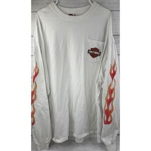 Vintage Y2K Harley Davidson Dallas Texas Long Sleeve T-Shirt Flames Size 3XL